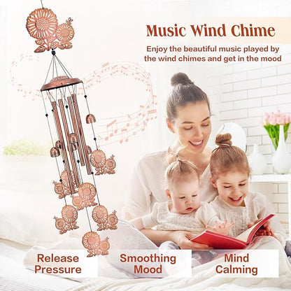 Sunflower Wind Chimes Outdoor Sunflower Gifts for Women Mom Men Dad Unique Birthday Gifts Metal Flower WindChimes for Outside/Indoors, Patio, Lawn, Yard, Home Decor, Outdoor Decor, Garden Decoration