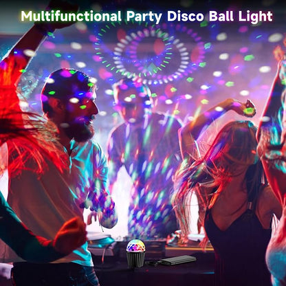 memzuoix 2-Pack Portable Mini Disco Ball Light for Party, RGB DJ Strobe Light with Remote Control and USB Cable, Sound Activated Stage Lights for Home Dance, Easter, Karaoke and Halloween Decoration