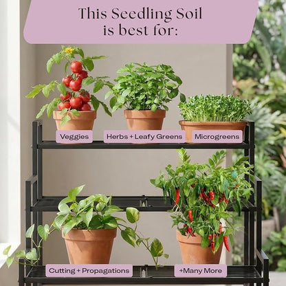 Rosy Soil Seed Starter Soil Mix - Organic Peat-Free Seedling Soil w/Worm Castings, Biochar, Mycorrhizae for Seed Germination, Microgreens, Propagation, Herbs, Vegetables, Flowers, Cuttings - 4qt
