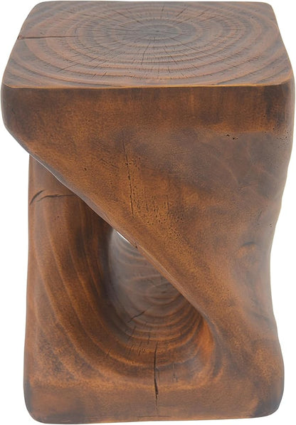 Christopher Knight Home Novi Outdoor Side Table, Twist-Shaped Decorative Accent Sofa Side End Table, Garden Stool for Patio Balcony Beach Pool, Lightweight Concrete, Wood-Like Texture, Antique Brown
