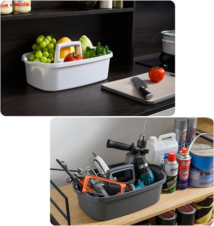 Large Cleaning Supplies Caddy Portable Shower Basket Supply Organizer with Handle Plastic Bucket Tool Storage for Bathroom, Bedroom, Kitchen, College Dorm, Garden, Dark Gray