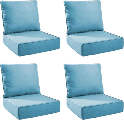 Outdoor Cushion Set for Furniture Patio Furniture, UV Resistant, Water Resistant - 6 Inch Thick Foam Garden Cushions– 22x24 Inch Patio Seat Covers for Chair/Sofa/Couch | Light Blue | 4-Pack |