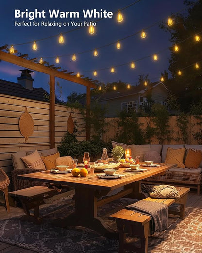 76FT Solar String Lights Outdoor Waterproof with Remote, 23+1 LED Shatterproof Bulbs, Dimmable & Timable, 3 Light Modes - Commercial Grade Patio Lights for Garden Backyard Party Decor