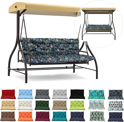 Swing Replacement Cushions with Backrest, 2 or 3 Seater Waterproof Non-Slip Overstuffed Swing Pad, Indoor/Outdoor Bench Cushion for Porch Chair Swing Garden Furniture (Hummingbird, 40 * 47 in)