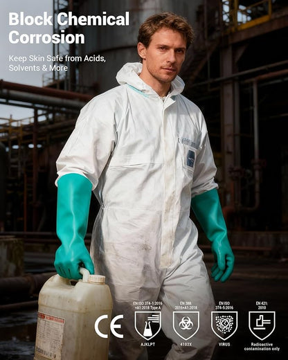 ThxToms Long Nitrile Chemical Resistant Gloves, Reusable Heavy Duty Safety Work Gloves, Acid, Alkali and Oil Protection