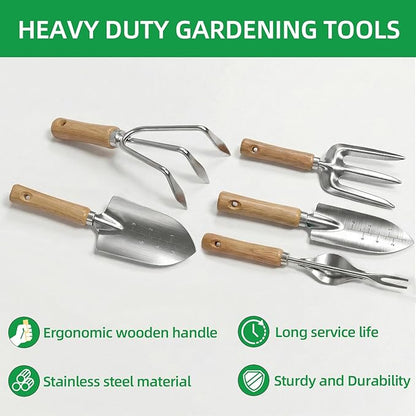 Gardening Tools 10 Pack Heavy Duty Rust-Proof Garden Tool Set with Organizer Tote Bag,Sturdy Repotting Mat,Gardening Gifts for Women Mom(Green)