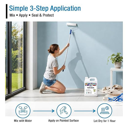 Rain Guard Paint Sealer 1 Gallon | Ready to Use | Protects Painted Concrete, Wood, Stone | Silane/Siloxane Acrylic Waterproofer | UV Resistant | Fast Drying | Semi-Satin Finish