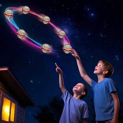 Ivtivfu Flying Orb Ball (Red, 2025 Upgraded) with Dazzling Lights, Magic Hover Spinner, Cool Boomerang Drone, Floating Cosmic Globe, Kids Outdoor Toys, for 6 7 8 9 10 Year Old Boys Girls