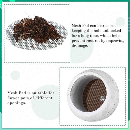 Shappy 200 Pieces Round Mesh for Plant Pot Gardening Pad Plant Mesh Pad Bonsai Flower Drainage Hole Screens Bonsai Pot Bottom Mat for Garden Prevent Soil Loss Anti