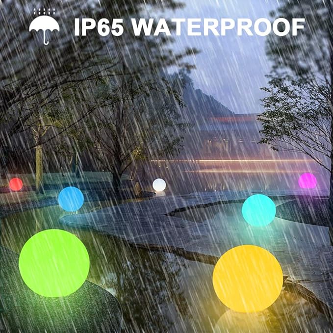 12-in LED Glowing Ball Light, Rechargeable LED Globe Orb Light w/Remote (1PC) and and 14-in Glowing LED Ball Light, Rechargeable Dimmable RGB Color Changing Globe Orb Light w/Remote (1PC)