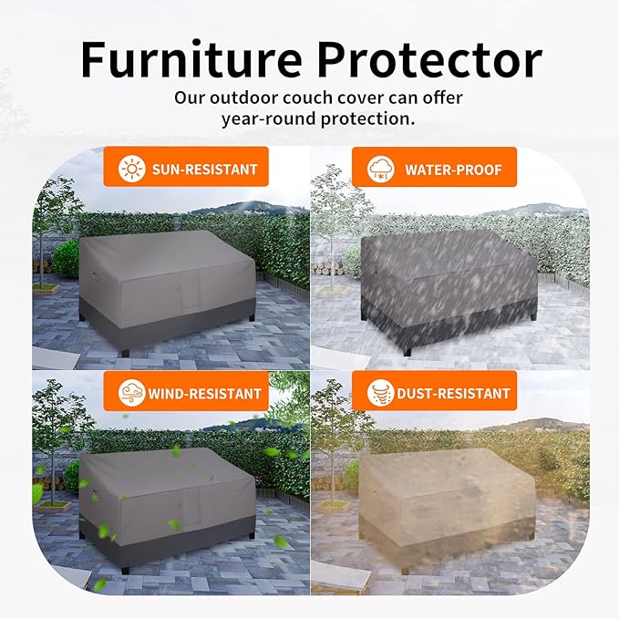 Easy-Going Outdoor Sofa Cover Heavy Duty Patio Furniture Loveseat Couch Bench Cover Windproof Durable (70Wx38Dx35H inch, Gray/Dark Gray)