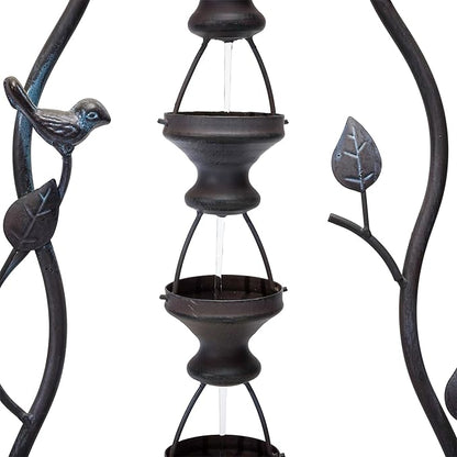 Alpine Corporation MAZ256 Indoor/Outdoor Floor Vintage Hanging 7-Cup Tiered Water Fountain, Rustic Waterfall, 41", Bronze