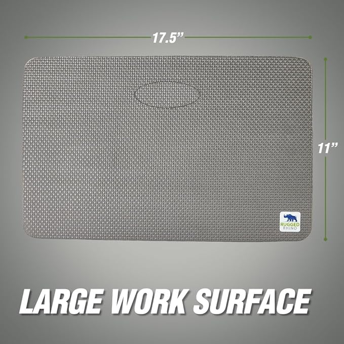 RUGGED RHINO Heavy Duty Patent Pending Kneeling Pad, Shock Absorbent Thick Knee Pads, Holds Up to 300 lbs, Protect Knees from Hard Concrete Surfaces, For Mechanics, Yard Gardening, Gym, Slate Gray