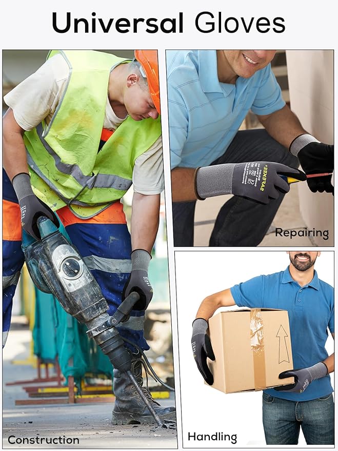 Touchscreen Nitrile Coated Work Gloves 12 Pairs Frosted Grip Safety Gloves for Gardening Electronics Seamless