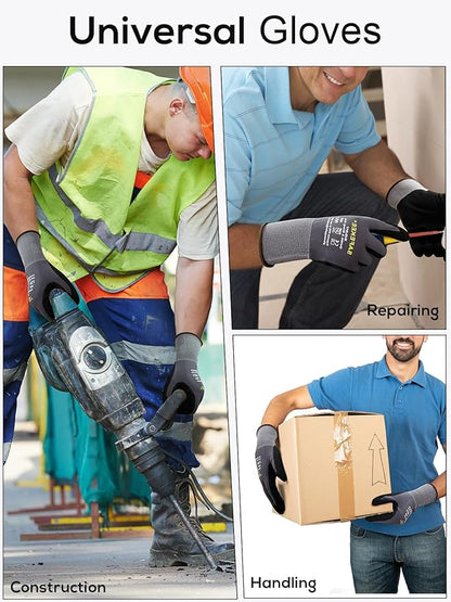 Touchscreen Nitrile Coated Work Gloves 12 Pairs Frosted Grip Safety Gloves for Gardening Electronics Seamless
