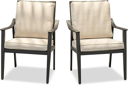 PURPLE LEAF Outdoor Dining Chairs Set of 2 All-Weather PE Rattan Patio Dining Chairs with Heavy-Duty Iron Frame and Thick Cushion Outdoor Patio Chair for Lawn Garden Backyard Deck
