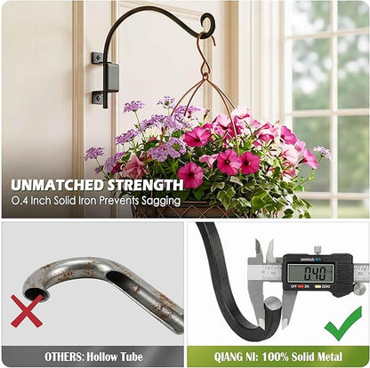 Qiang Ni Plant Hanger Outdoor: 12 Inch 50LBS Bird Feeder Bracket for Garden Patio Decor - Swivel Adjustable Wall Mount Plant Hook for Hanging Flower Baskets