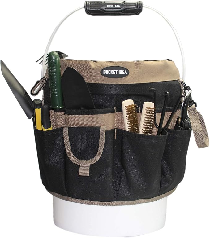 MELOTOUGH Bucket Tool Organizer With 35 Pockets Fits to 3.5-5 Gallon Bucket (Khaki)