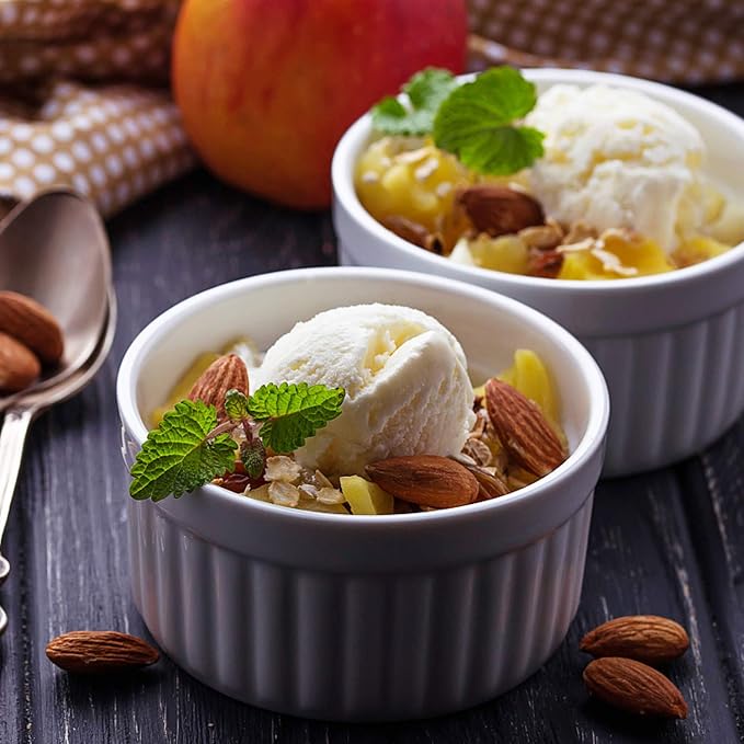 Ramekins 8 OZ Set of 8, Souffle Dishes Ramekins Oven Safe for Creme Brulee, Custard, Lava Cakes, Pudding, Flan, Mini Desserts, Small Baking Dishes Ramekin Bowls