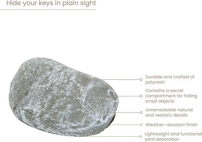 Bits and Pieces - Hide-A-Key Stone Safe Gadget - Fake Rock Spare Key Hider - Weather Resistant Yard Decorations - Decorative Garden Stones