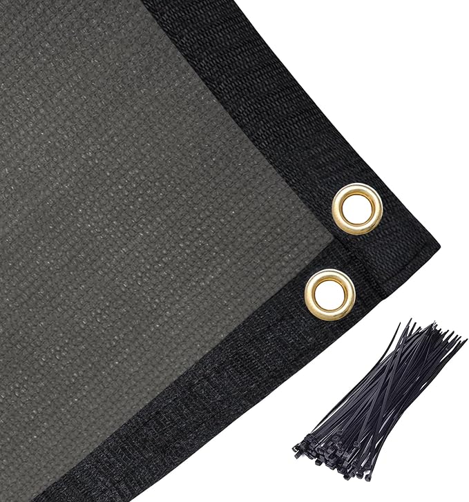 Amagenix 90% Pergola Shade Cover 11'X 21' Dark Gray Sun Shade Cloth with Grommets for Outdoor Garden Patio Porch-Commercial Grade 200 GSM-Cable Zip Ties Included (We Customized)