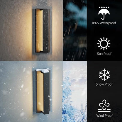 15.7 Inches Outdoor Modern Led Wall Light,16W 3000K Porch & Patio Light,IP65 Waterproof Aluminum Hardwired Sconces for House Exterior Garage Yard Corridor Garden(Black,1 Pack)