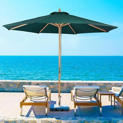 9FT Table Patio Outdoor Umbrella Market Round Umbrella with Pulley Lift Windproof & Waterproof, 8 Ribs with Polyester Cover for Garden, Deck, Pool, lawn, Backyard