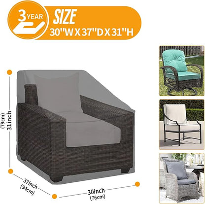 Kipiea Patio Chair Covers Waterproof Winter 2 Pack - Heavy Duty Lawn Outdoor Furniture Chair Covers with Anti UV and No Tears, No Fading (30" W x 37" D x 31" H)