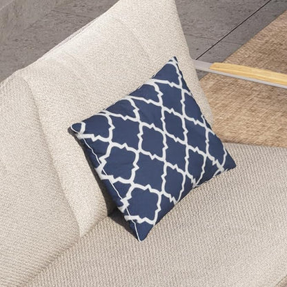 2 Pack Outdoor Throw Pillows 21x15 Inch Water-Resistant Decorative Pillow Cushions with Insert for Patio Garden Porch, Blue Diamond