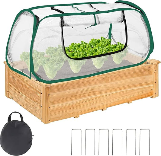 Dual-Layer Garden Plant Cover for Raised Beds, Freeze Protection & Breathable Mesh, Pop Up Garden Rows Plants Cover Accelerators, Greenhouse Cover for Seedlings, Vegetables & Fruits, 45" x 22" x 16"