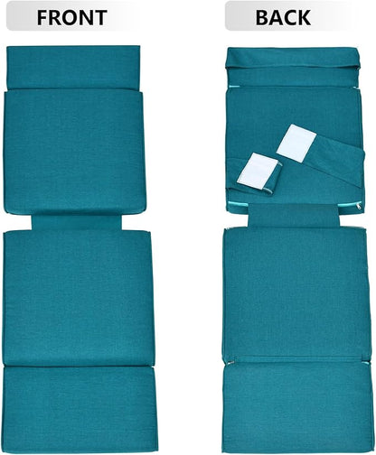 ATR ART TO REAL Outdoor Recliner Replacement Cushion, High Back Chair Cushions Patio Wicker Reclinning Chairs Seat Pad, Removable Cover, Waterproof, UV Resistant (Style A, Peacock Blue)