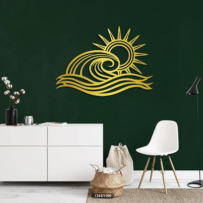 Sunrise Metal Wall Art, Sunrise Wall Decor Metal, Metal Wave Wall Art, Metal Sun Wall Decor Outdoor, Sunrise Sunset Metal Art Wall Decor, Wall Decor Living Room, Bathroom Wall Decor (35"x25"/90x64cm, White)