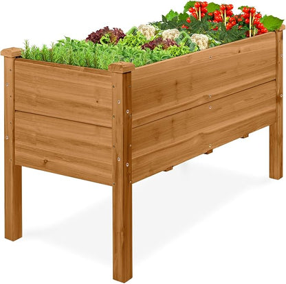Best Choice Products 48" x 24" x 30" Raised Garden Bed with Extra Deep 16" Depth, Elevated Wood Planter Box Stand for Backyard, Patio, Balcony, Natural Fir Wood - Acorn Brown