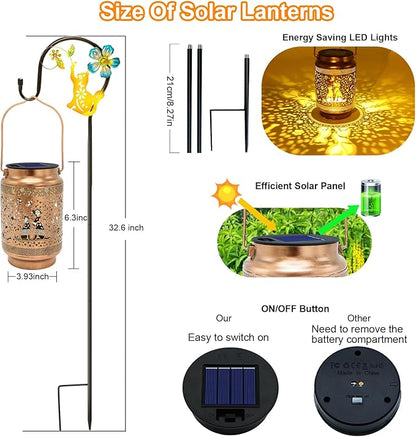 2 Pack Dog Solar Lanterns Outdoor Waterproof Solar Garden Decor, Birthday Gifts for Mothers Day Women Mom Grandma, Metal Hanging Lights with Shepherd Hook for Outside Yard Patio Pathway Backyard
