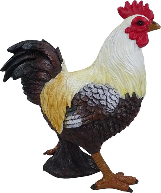 Alpine Corporation 16" Tall Outdoor Rustic Rooster Statue, Farmhouse Accent Weatherproof Garden Decor, Multicolor