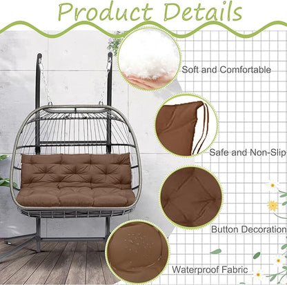 Replacement Cushions for Outdoor Swing, Outdoor Cushions for Patio Furniture with Backrest, Waterproof Thicken 4" Porch Swing Cushions, for Outdoor Patio Garden Furniture(Brown 40 * 47 in)