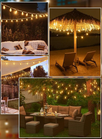 Ollny Outdoor String Lights 160FT, Shatterproof Connectable Patio Lights with 80+4 Spare ST38 Vintage Bulbs, 2200K Warm White Waterproof Outside Hanging Light for Yard Camping Gazebo Porch Balcony