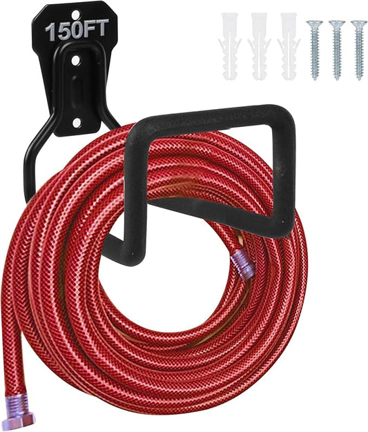 PeoMev Metal Garden Hose Holder - Heavy Duty Hose Hanger Wall Mounted Water Hose Holder for Outside Yard, Sturdy Hose Reel Hose Hooks for Water Hose, Extension Cords