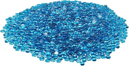 VEVOR Fire Glass, 10 lbs / 4.5 kg High-Temperature Resistant Fireplace Rocks, 3/4-Inch / 19.05 mm Reflective Firepit Glass Beads, High Luster Stone Landscaping for Fire Pit Table, Caribbean Blue