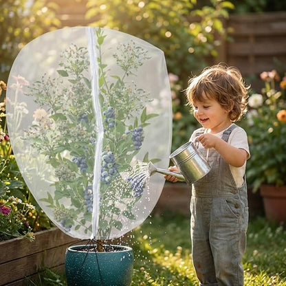 Gardtree 1PCS 6 × 7.8 FT Large Fruit Tree Netting Covers with Double Zipper & Drawstring, Garden Mesh Barrier for for Blueberry Bushes, Tomato & Citrus – Easy-Access Mesh Bird & Squirrel Barrier