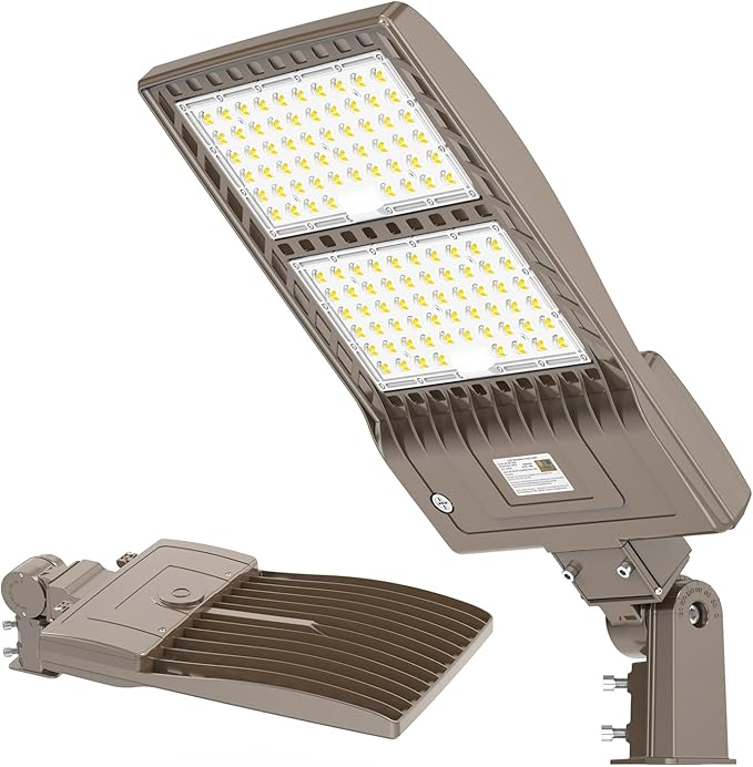LED Parking Lot Light with Slip Fitter, UL DLC Listed, 5000K Shoebox Pole Light, IP65 Waterproof Commercial Street Area Lighting for Roadway/Driveway/Yard(320W,100-277V)