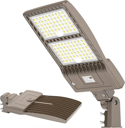 LED Parking Lot Light with Slip Fitter, UL DLC Listed, 5000K Shoebox Pole Light, IP65 Waterproof Commercial Street Area Lighting for Roadway/Driveway/Yard(320W,100-277V)