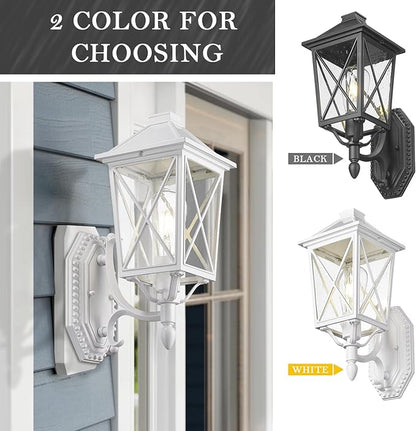 Darkaway Outdoor Wall Light Fixture,2pcs Outside Porch Lights Wall Mounted Seeded Glass Exterior Waterproof Lantern Modern E26 Socket Wall Sconce Lighting for Front Door Yard Patio