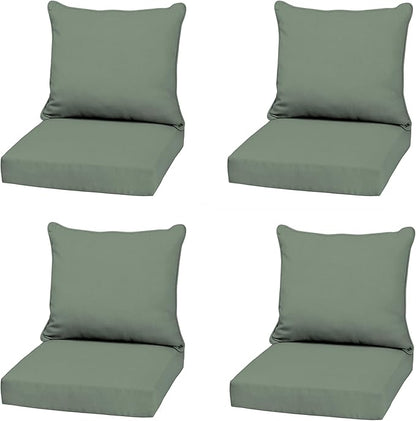 Arden earthFiber Outdoor Deep Seat Cushion Set (4-Pack), 22 in x 24 in, Weather-Proof, Rain-Proof, Fade Resistant Patio Cushion for Chair, Sofa, and Couch Sage Green Texture