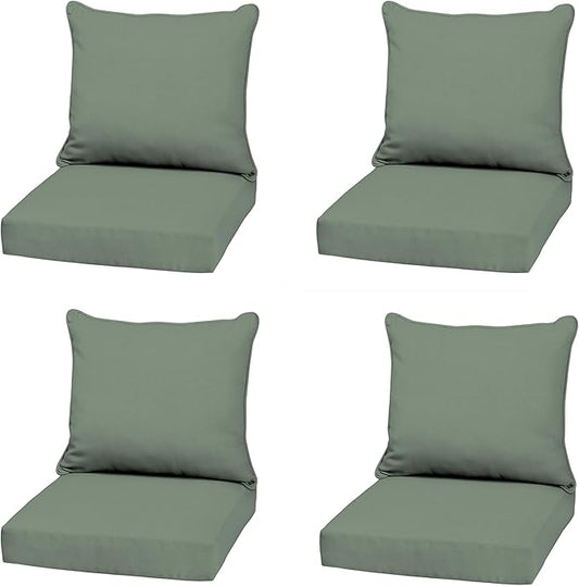 Arden earthFiber Outdoor Deep Seat Cushion Set (4-Pack), 22 in x 24 in, Weather-Proof, Rain-Proof, Fade Resistant Patio Cushion for Chair, Sofa, and Couch Sage Green Texture