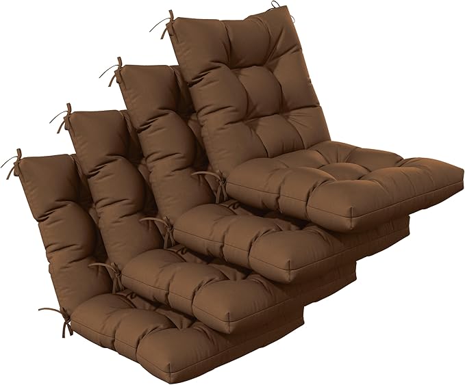 Patio Seat&Back Chair Cushions for Outdoor Furniture，Comfortable Cushions for Rocking/Dining/Lawn Chair-Set of 4