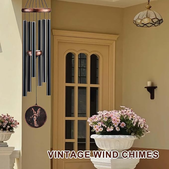 Wind Chimes for Outside, Vintage Angel Deep Tone Wind Chime Outdoor Clearance, Memorial/Festivals/Birthday Gift for Mom Dad Women Grandma, Home Garden Patio Decor (34" Angel)