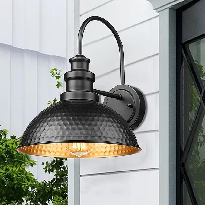 Casia Outdoor Farmhouse Barn Lights, Rustic Outdoor Wall Sconce, Exterior Wall Lights, Front Door Mounted Lighting Fixture,Vintage Outside Lighting for Porch,Patio,Garage (Black, 4 Pack)
