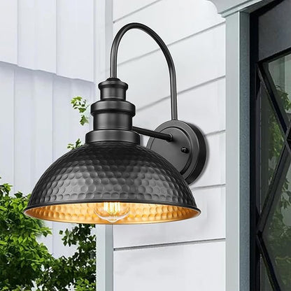 Casia Outdoor Farmhouse Barn Lights, Rustic Outdoor Wall Sconce, Exterior Wall Lights, Front Door Mounted Lighting Fixture,Vintage Outside Lighting for Porch,Patio,Garage (Black, 4 Pack)
