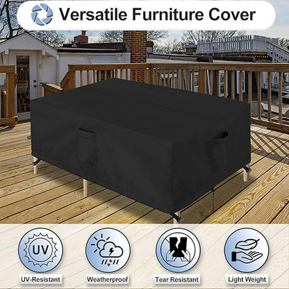 OutdoorLines Outdoor Waterproof Patio Table Furniture Set Covers - Rectangle Couch Sectional Cover Outside Weatherproof Patio Furniture Covering for Deck, Lawn and Backyard 126"L x 126"W x 32"H, Black